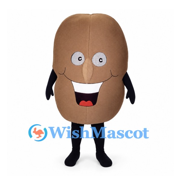 Potato Mascot Costume in Brown with Smiling Face