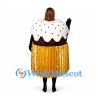 Cupcake Mascot Costume with White Icing and Gold Wrapper