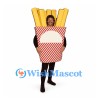 French Fries Mascot Costume with Red and White Carton