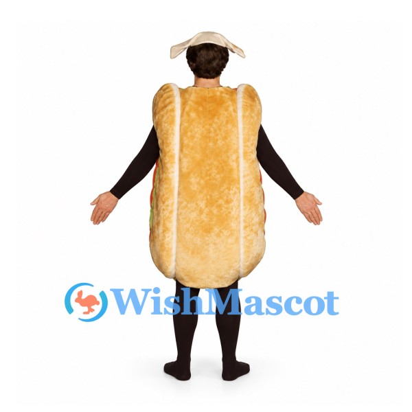 Sandwich Mascot Costume with Long Bread Roll and Open Face