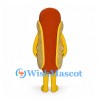 Hot Dog Mascot Costume with Smiling Sausage and Yellow Legs