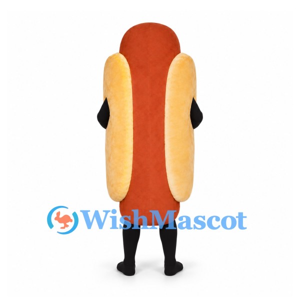 Hot Dog Mascot Costume with Yellow Mustard Stripe