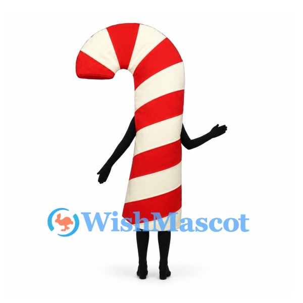 Candy Cane Mascot Costume with Red and White Stripes