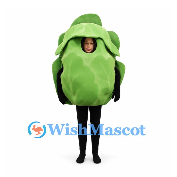 Lettuce Mascot Costume in Green with Layered Leaves
