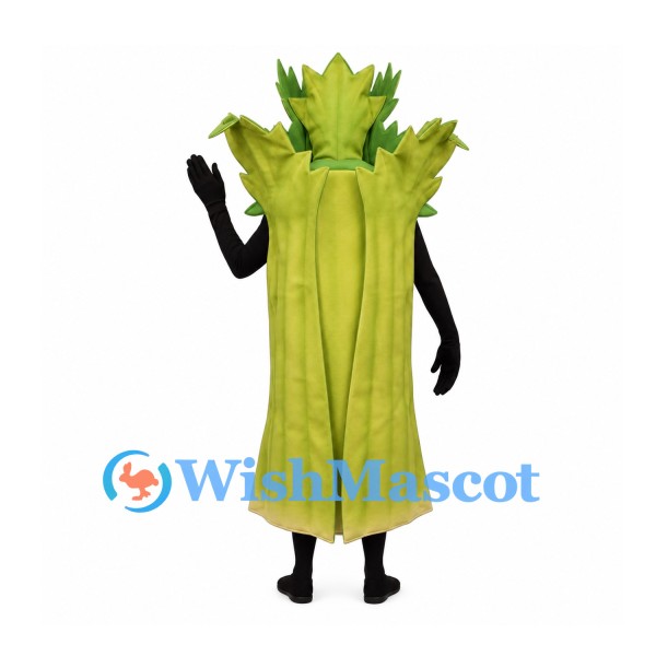 Celery Mascot Costume in Green with Tall Leaf Crown