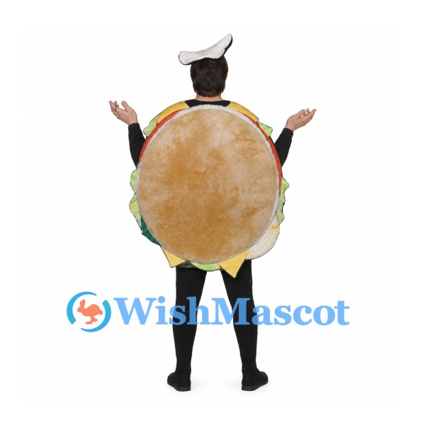 Burger Mascot Costume with Round Bun and Chef Hat