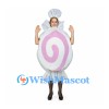 Candy Mascot Costume with Pink Spiral and White Wrapper