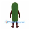 Cucumber Mascot Costume in Dark Green with Long Rounded Body