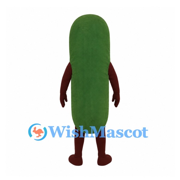 Cucumber Mascot Costume in Dark Green with Long Rounded Body