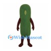 Cucumber Mascot Costume in Dark Green with Long Rounded Body