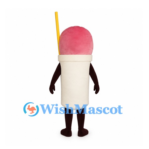 Milkshake Mascot Costume with Pink Top and Yellow Straw