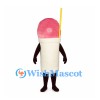 Milkshake Mascot Costume with Pink Top and Yellow Straw