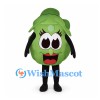 Lettuce Mascot Costume in Green with Large Smiling Face