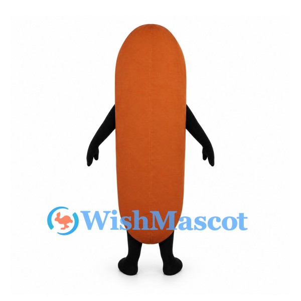 Sausage Mascot Costume in Orange with Smiling Face