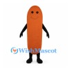 Sausage Mascot Costume in Orange with Smiling Face