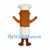 Sausage Chef Mascot Costume with White Apron and Tall Hat