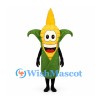 Corn Mascot Costume in Yellow with Green Husk and Smiling Face