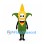 Corn Mascot Costume in Yellow with Green Husk and Smiling Face