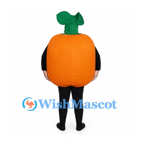 Pumpkin Mascot Costume in Orange with Green Leaf Hat