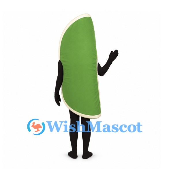 Lime Slice Mascot Costume in Green with Open Face Design