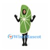 Lime Slice Mascot Costume in Green with Open Face Design