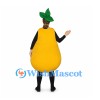 Pear Mascot Costume in Yellow with Green Leaf Hat