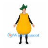 Pear Mascot Costume in Yellow with Green Leaf Hat