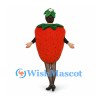 Strawberry Mascot Costume in Red with Green Leaf Collar