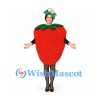 Strawberry Mascot Costume in Red with Green Leaf Collar