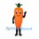 Carrot Mascot Costume in Orange with Green Leaves and Smiling Face