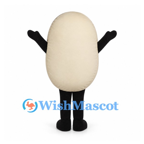 Egg Mascot Costume in Cream with Smiling Face