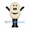 Egg Mascot Costume in Cream with Smiling Face