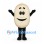 Egg Mascot Costume in Cream with Smiling Face