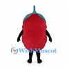 Apple Mascot Costume in Red with Green Leaf and Large Eyes