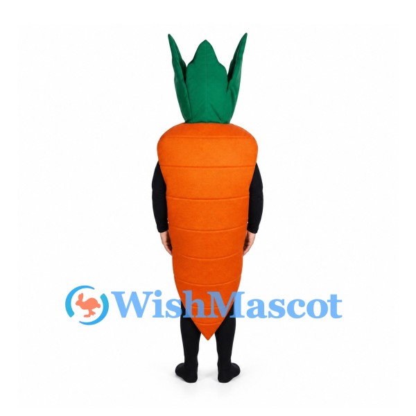 Carrot Mascot Costume in Orange with Open Face Leaf Hood