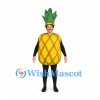 Pineapple Mascot Costume with Yellow Patterned Body and Leaf Hat