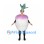 Turnip Mascot Costume in White and Purple with Green Leaf Hat