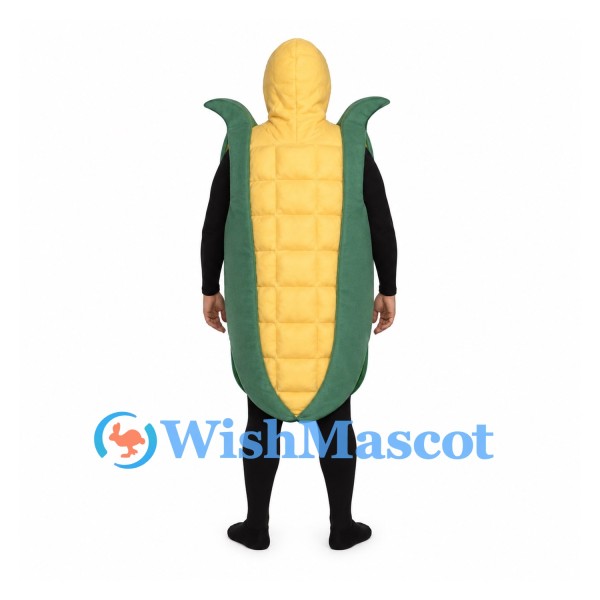 Corn Mascot Costume with Yellow Kernels and Green Husk