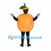 Orange Mascot Costume with Green Leaf Hat and Open Face