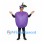 Plum Mascot Costume in Purple with Green Leaf Hat