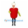 Apple Mascot Costume in Red with Cream Core Hat