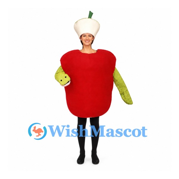 Apple Mascot Costume in Red with Cream Core Hat