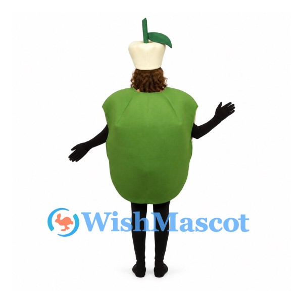 Apple Mascot Costume in Green with Cream Core Hat