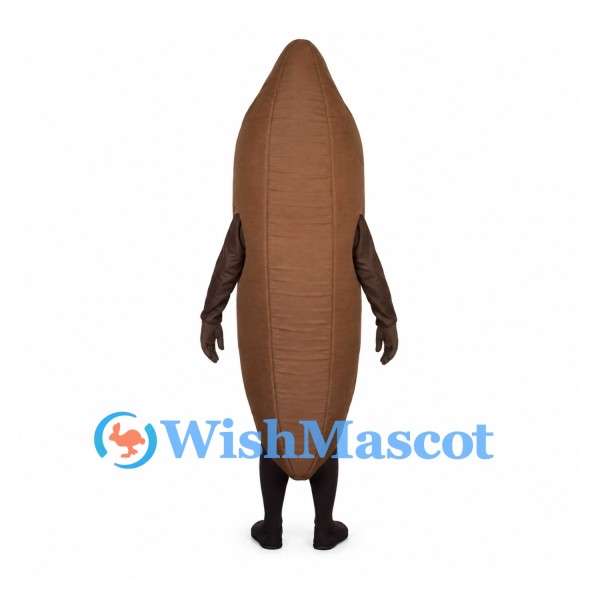 Almond Mascot Costume in Brown with Pointed Oval Body