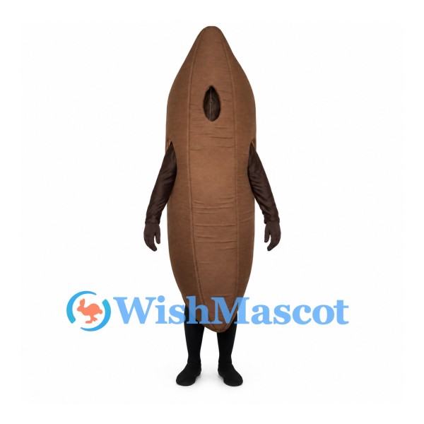 Almond Mascot Costume in Brown with Pointed Oval Body