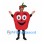 Apple Mascot Costume in Red with Smiling Face and Leaf Hat