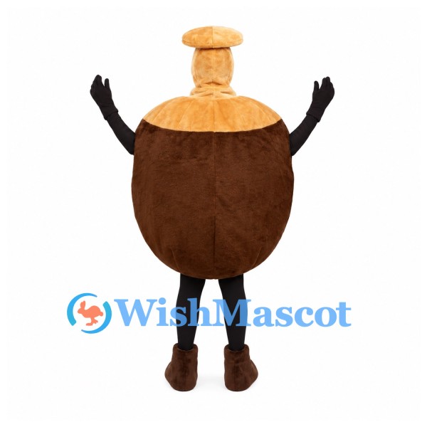 Coconut Mascot Costume with Brown Body and Tan Top