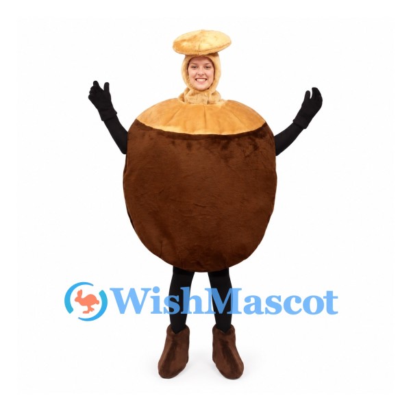 Coconut Mascot Costume with Brown Body and Tan Top