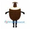 Coconut Mascot Costume with Brown Shaggy Shell and White Top