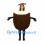 Coconut Mascot Costume with Brown Shaggy Shell and White Top